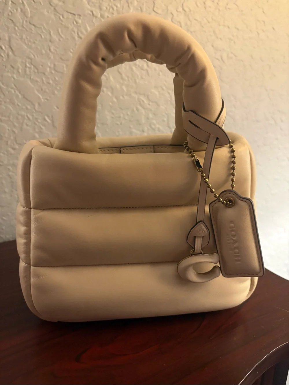 Coach Padded Mini Top-Handle Bag in Cream